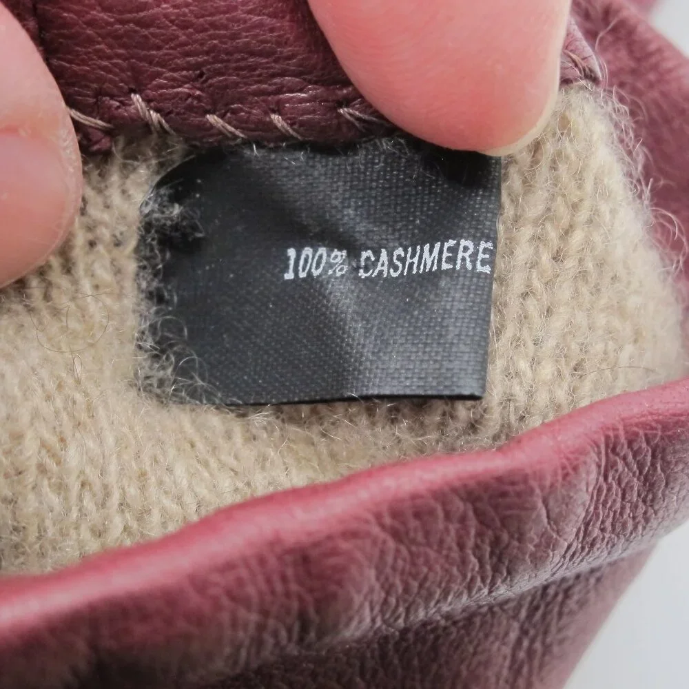Grandoe cranberry ladies leather gloves with cashmere lining 7.5